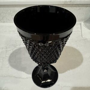 Indiana Glass Black Diamond-Cut Goblet